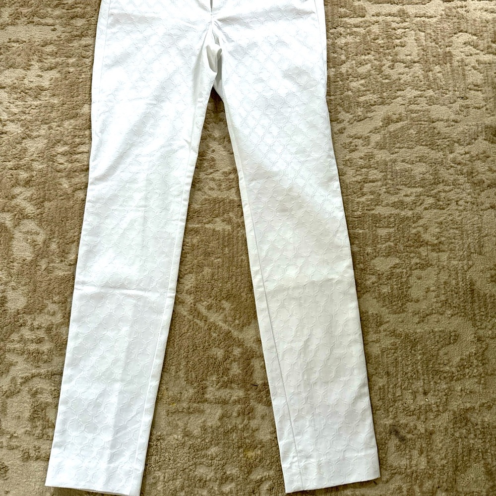 Lilly Pulitzer Women's White Kelly Pants Skinny Ankle Textured Resort Size 00 - Picture 3 of 7